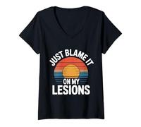 Femme Just Blame It on My Lesions Sclérose en plaques - T-Shirt avec Col en V
