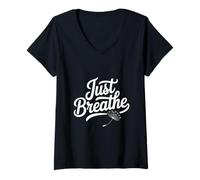 Femme Just Breathe: des Vibrations de méditation Pleine Conscience pour des âmes paisibles T-Shirt avec Col en V
