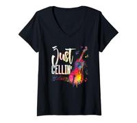 Femme Just Cellin Violoncelliste Musicien Instrument de Musique T-Shirt avec Col en V