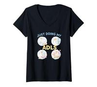 Femme Just Doing My ADLs Cute Duck Occupational Therapy Design T-Shirt avec Col en V