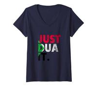 Femme Just dua it islam musulman islamic dhikr spray pour palestine T-Shirt avec Col en V