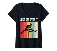 Femme Just Get Over It Track Field Hurdler Hurdling Runner T-Shirt avec Col en V