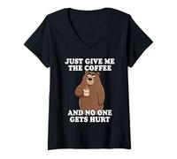 Femme Just Give Me The Coffee and No One Gets Hurt T-Shirt avec Col en V