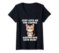 Femme Just Give Me The Coffee and No One Gets Hurt T-Shirt avec Col en V