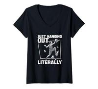 Femme Just Hanging Out Littéralement Cool Indoor Bouldering Amateur T-Shirt avec Col en V