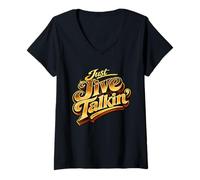 Femme Just Jive Talkin' Retro 70s Soul Funk Disco Typographie T-Shirt avec Col en V