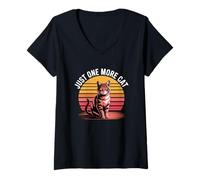 Femme Just One More Cat T-Shirt avec Col en V