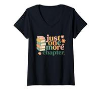 Femme Just One More Chapter Cute Retro Book Lover Graphic T-Shirt avec Col en V