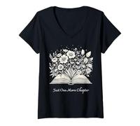 Femme Just One More Chapter Illustration élégante pour Les Amateurs de Livres T-Shirt avec Col en V