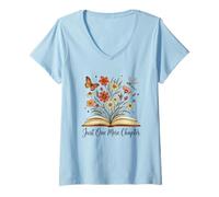 Femme Just One More Chapter Livre ouvert Fleurs T-Shirt avec Col en V