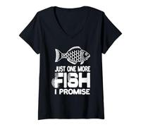 Femme Just One More Fish I Promise Pêcheur pêcheur T-Shirt avec Col en V
