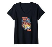 Femme Just One More Game Pinball Arcade Retro Gamer T-Shirt avec Col en V