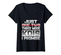 Femme Just One More Koi I Promise Koi Koi Carpe Kois Koi Fish T-Shirt avec Col en V