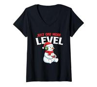 Femme Just One More Level - Gamer Lover Christmas T-Shirt avec Col en V