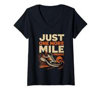 Femme Just One More Mile I Promise Tapis de course amusant T-Shirt avec Col en V