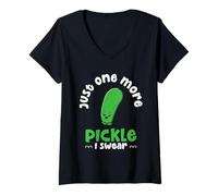 Femme Just One More Pickle I Swear Salade de Concombre Cornichons au Concombre T-Shirt avec Col en V