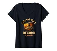 Femme Just One More Record I Promise Disque Vinyle T-Shirt avec Col en V