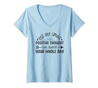 Femme Just One Small Positive Thought Citation de Motivation T-Shirt avec Col en V