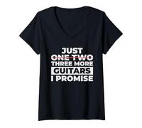 Femme Just One Two Three More Guitars I Promise Funny Music T-Shirt avec Col en V
