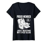 Femme Just Resting My Eyes Funny Frog Nap Lover Lazy Sleeper T-Shirt avec Col en V
