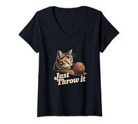 Femme Just Throw It Cat Memes Funny Kitty Memes Funny Kitty Cats T-Shirt avec Col en V