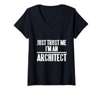 Femme Just Trust Me I'm an Architect Cadeau drôle rétro T-Shirt avec Col en V