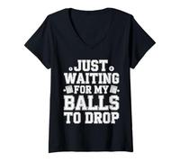 Femme Just Waiting for My Balls to Drop Bingo Hobby Game - T-Shirt avec Col en V