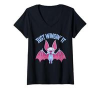 Femme Just Wingin' It Derpy Albino Batte T-Shirt avec Col en V