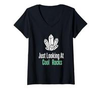 Femme Juste en Train de Regarder Cool Rocks Geologist Rock Collector T-Shirt avec Col en V