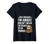 Femme Juste Parce Que Je suis éveillée, préadolescents et Adolescents sarcastiques drôles T-Shirt avec Col en V