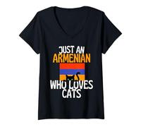 Femme Juste Un Arménien Qui Aime Les Chats pour Toute l'Arménie T-Shirt avec Col en V