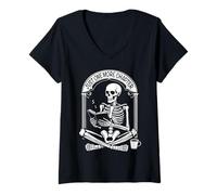 Femme Juste Un chapitre de Plus : Dark Academia Reader Halloween T-Shirt avec Col en V