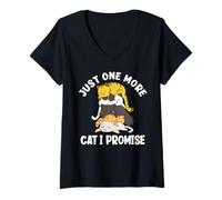 Femme Juste Un Chat de Plus, Je Te promets Un Joli tas de Chats T-Shirt avec Col en V