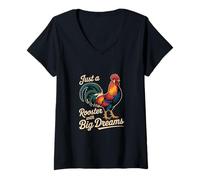 Femme Juste Un Coq avec de Grands rêves, Dictons drôles de Coq T-Shirt avec Col en V