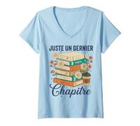 Femme Juste Un Dernier Chapitre Cadeau Lectrice Livre Café Lecture T-Shirt avec Col en V