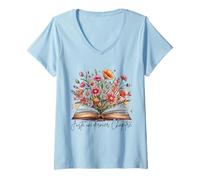 Femme Juste Un Dernier Chapitre Cadeau Livres Lecture Motif Floral T-Shirt avec Col en V
