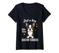 Femme Juste Un garçon Qui Aime Les Boston Terriers T-Shirt avec Col en V