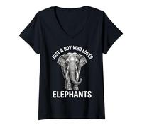 Femme Juste Un garçon Qui Aime Les éléphants T-Shirt avec Col en V