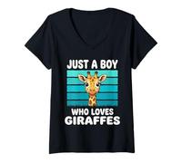 Femme Juste Un garçon Qui Aime Les girafes Amant drôle de Girafe T-Shirt avec Col en V