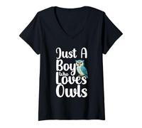 Femme Juste Un garçon Qui Aime Les hiboux T-Shirt avec Col en V