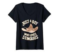 Femme Juste un garçon qui aime Stingray T-Shirt avec Col en V