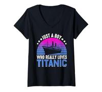Femme Juste Un garçon Qui Aime Vraiment Titanic T-Shirt avec Col en V