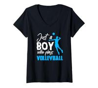 Femme Juste Un garçon Qui Joue au Volley-Ball T-Shirt avec Col en V