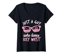 Femme Juste Un Gars Qui Aime Les Vacances à Key West, en Floride, dans Le Complexe hôtelier T-Shirt avec Col en V