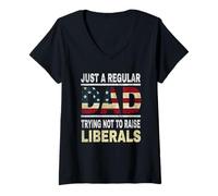 Femme Juste Un Papa Ordinaire Essayant de ne Pas élever Les libéraux T-Shirt avec Col en V