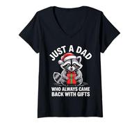 Femme Juste un père qui est toujours revenu avec des cadeaux Noël T-Shirt avec Col en V