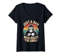 Femme Juste un père qui règne sur le grill La fête des pères T-Shirt avec Col en V