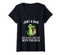 Femme Juste Un père Qui revenait Toujours avec du Lait T-Shirt avec Col en V