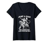 Femme Juste un père qui revenait toujours avec le lait, un père rétro T-Shirt avec Col en V