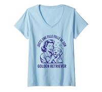 Femme Juste Une Fille Folle Golden Retriever Humour Chien Vintage T-Shirt avec Col en V